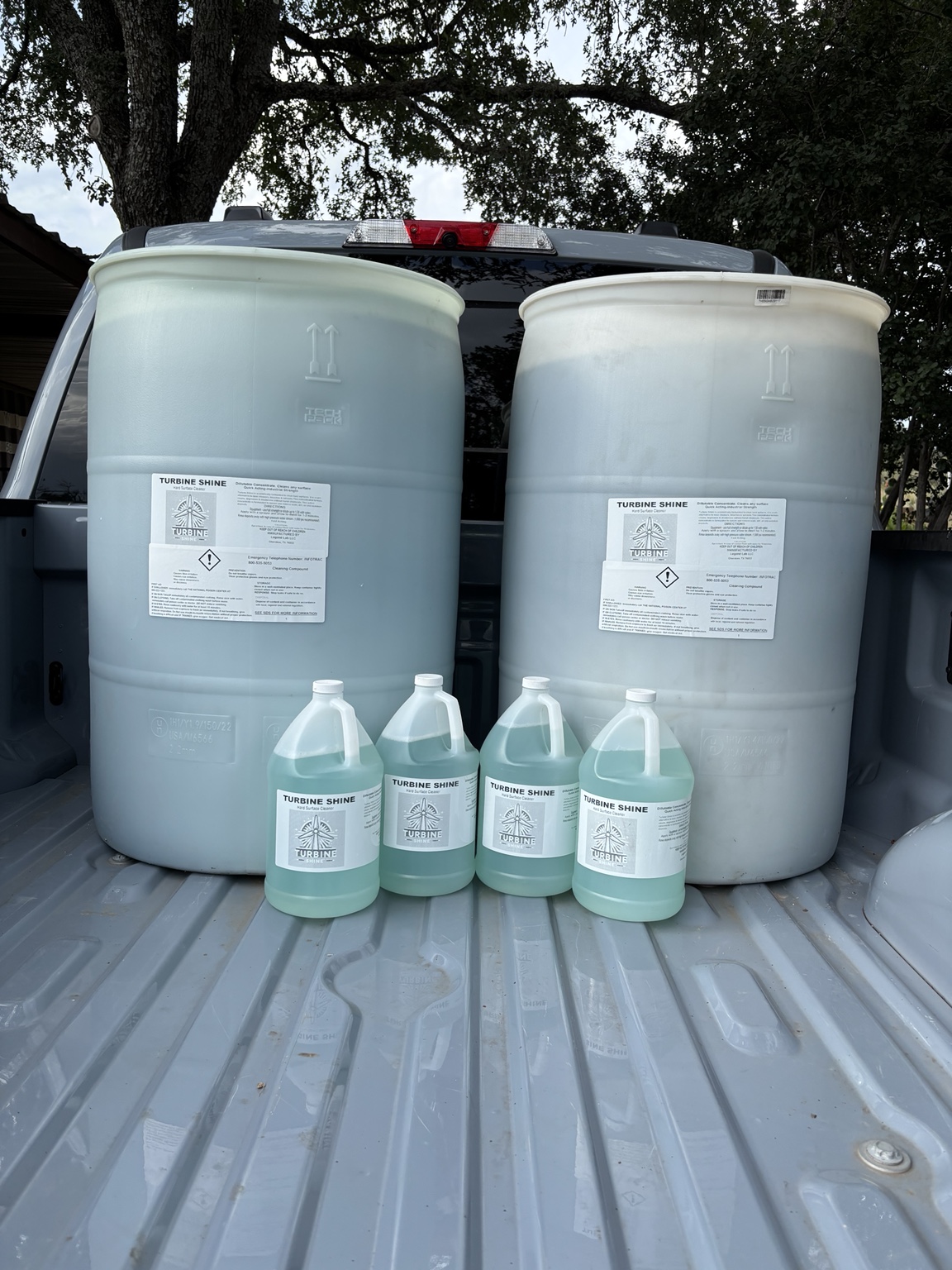 Turbine Shine bulk drums and gallon jugs
